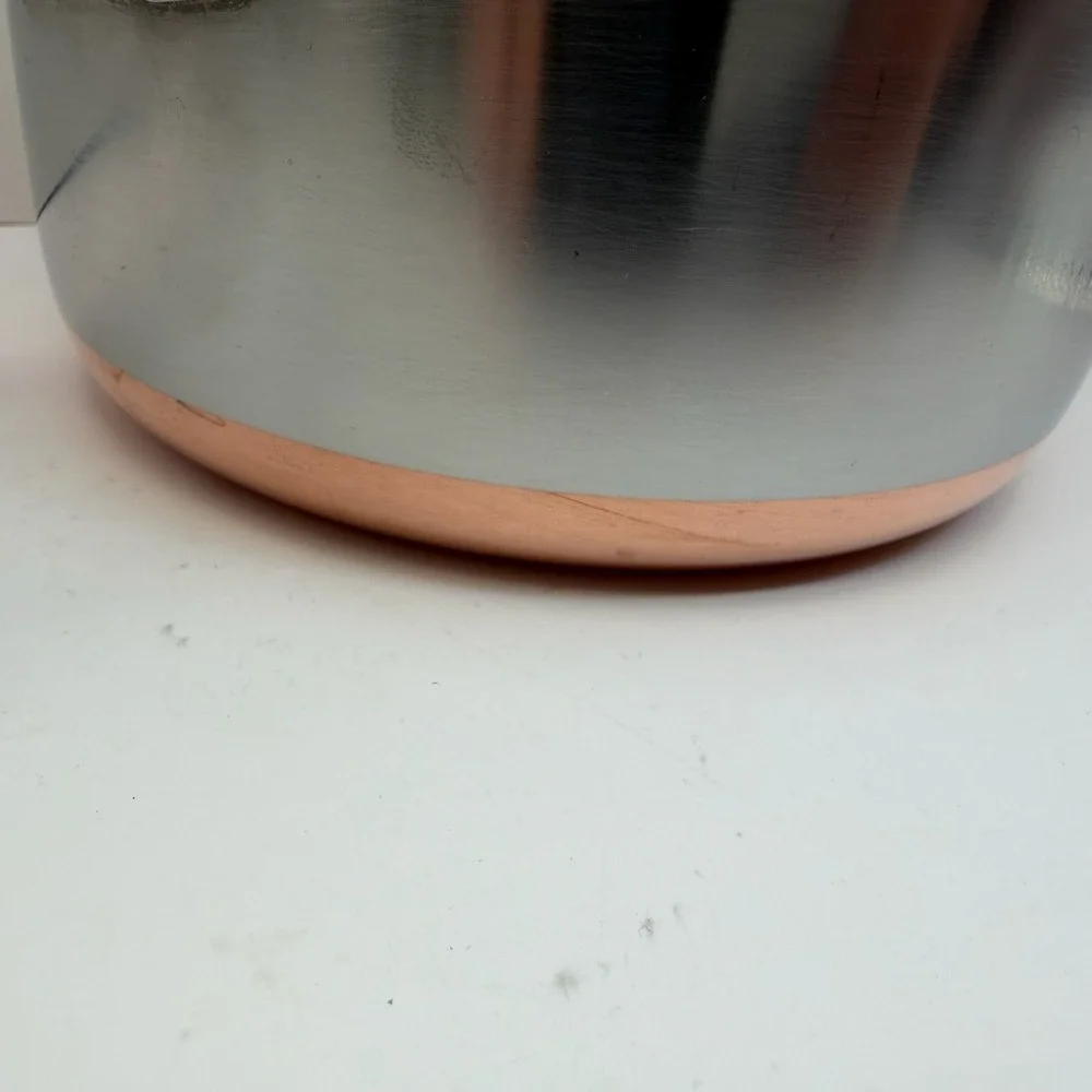 Vintage Revere Ware Double Ring Clinton IL 1 Qt Copper Clad Saucepan w Lid